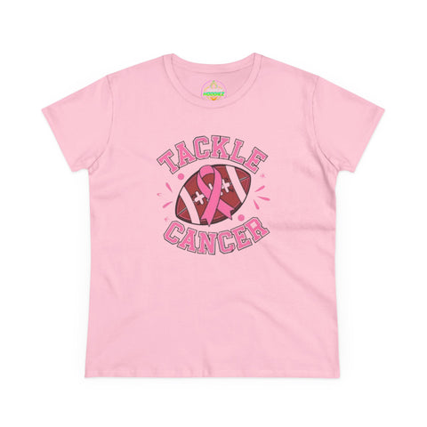 Tackle Cancer Tee, Women's T-Shirt, Breast Cancer Awareness Shirt, Gift for Her, Supportive Cotton Tee