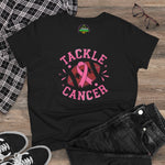 Tackle Cancer Tee, Women's T-Shirt, Breast Cancer Awareness Shirt, Gift for Her, Supportive Cotton Tee