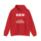GEN X - CLASSIC UNBOTHERED UNDERRATED UNISEX HOODIE | Retro Generation X Design
