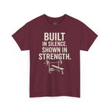 BUILT IN SILENCE SHOWN IN STRENGTH Unisex Gym T-Shirt