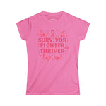 Survivor Fighter Thriver Pink Ribbon Survivor Tee - Empowering Fighter & Thriver Shirt for Cancer Awareness, Gifts, Celebrations, Support