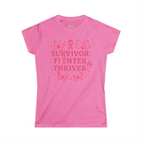 Survivor Fighter Thriver Pink Ribbon Survivor Tee - Empowering Fighter & Thriver Shirt for Cancer Awareness, Gifts, Celebrations, Support
