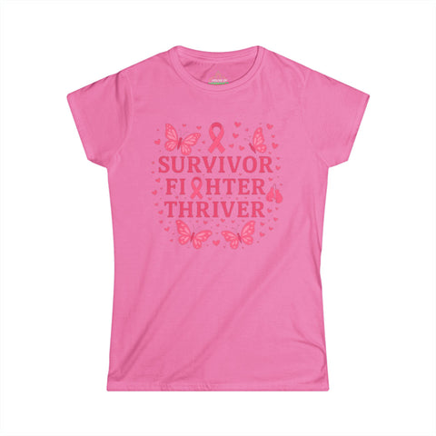 Survivor Fighter Thriver Pink Ribbon Survivor Tee - Empowering Fighter & Thriver Shirt for Cancer Awareness, Gifts, Celebrations, Support