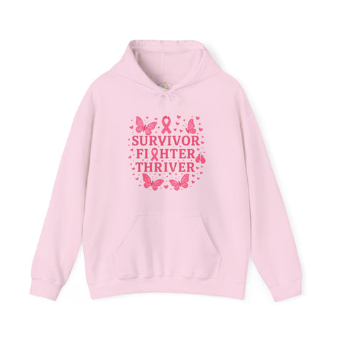 Survivor Fighter Thriver Hoodie, Inspirational Sweatshirt, Cancer Awareness Apparel, Unisex Gift, Supportive Clothing