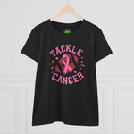 Tackle Cancer Tee, Women's T-Shirt, Breast Cancer Awareness Shirt, Gift for Her, Supportive Cotton Tee