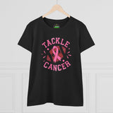 Tackle Cancer Tee, Women's T-Shirt, Breast Cancer Awareness Shirt, Gift for Her, Supportive Cotton Tee
