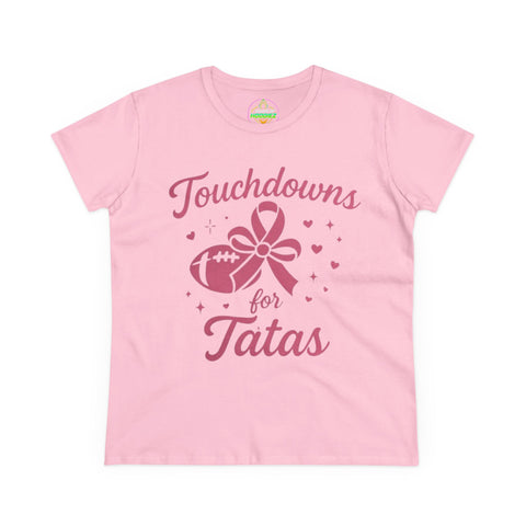 Touchdowns for Tatas Women's Tee | Football Awareness Shirt, Breast Cancer Support Top, Game Day Shirt, Gift for Her, Sports and Charity Tee