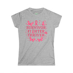 Survivor Fighter Thriver Pink Ribbon Survivor Tee - Empowering Fighter & Thriver Shirt for Cancer Awareness, Gifts, Celebrations, Support