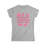 Survivor Fighter Thriver Pink Ribbon Survivor Tee - Empowering Fighter & Thriver Shirt for Cancer Awareness, Gifts, Celebrations, Support