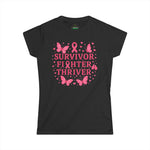 Survivor Fighter Thriver Pink Ribbon Survivor Tee - Empowering Fighter & Thriver Shirt for Cancer Awareness, Gifts, Celebrations, Support