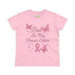 Pink Is My Power Color Butterfly Tee | Women's Cotton T-Shirt, Breast Cancer Awareness Shirt, Gift for Her, Butterfly Print Top, Casual Wear