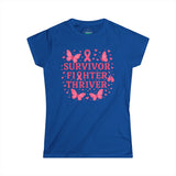 Survivor Fighter Thriver Pink Ribbon Survivor Tee - Empowering Fighter & Thriver Shirt for Cancer Awareness, Gifts, Celebrations, Support