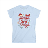 Sleigh Girl Sleigh Tee | Christmas Santa Hat & Sleigh Holiday Shirt