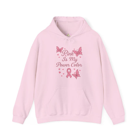 Pink Power Color Hoodie, Unisex Hoodie, Breast Cancer Awareness Sweatshirt, Inspirational Gift, Comfort Wear