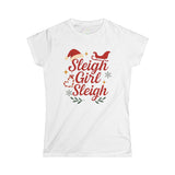 Sleigh Girl Sleigh Tee | Christmas Santa Hat & Sleigh Holiday Shirt
