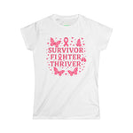 Survivor Fighter Thriver Pink Ribbon Survivor Tee - Empowering Fighter & Thriver Shirt for Cancer Awareness, Gifts, Celebrations, Support