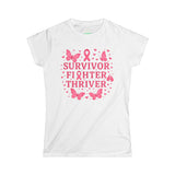 Survivor Fighter Thriver Pink Ribbon Survivor Tee - Empowering Fighter & Thriver Shirt for Cancer Awareness, Gifts, Celebrations, Support