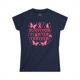 Survivor Fighter Thriver Pink Ribbon Survivor Tee - Empowering Fighter & Thriver Shirt for Cancer Awareness, Gifts, Celebrations, Support