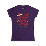 Sleigh Girl Sleigh Tee | Christmas Santa Hat & Sleigh Holiday Shirt