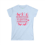 Survivor Fighter Thriver Pink Ribbon Survivor Tee - Empowering Fighter & Thriver Shirt for Cancer Awareness, Gifts, Celebrations, Support