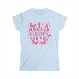 Survivor Fighter Thriver Pink Ribbon Survivor Tee - Empowering Fighter & Thriver Shirt for Cancer Awareness, Gifts, Celebrations, Support