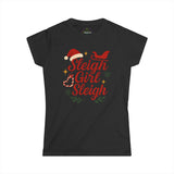 Sleigh Girl Sleigh Tee | Christmas Santa Hat & Sleigh Holiday Shirt